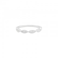 Bague fine SOLALE Argent - Anneau navettes, orné zircons blancs TAILLE 56