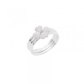 Bague large Argent - Multi anneaux & Multi coeurs zircons blancs CANYON