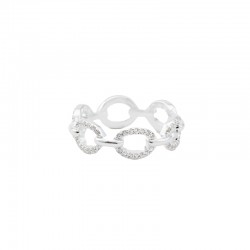 Bague AUBIN en Argent - Anneau gourmette orné de zircons blancs TAILLE 50