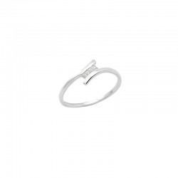 Bague fine Argent - Anneau lisse croisé & Baguette ornée zircons blancs CANYON