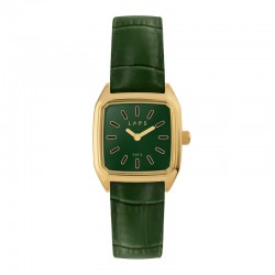 Montre PRIMA BOBY VERTE - cadran carré & bracelet cuir croco - Laps