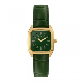 Montre PRIMA BOBY VERTE - cadran carré & bracelet cuir croco - Laps