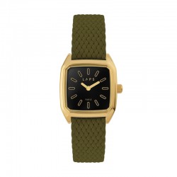 Montre PRIMA BOBBY NOIRE - cadran carré & bracelet tressé vert olive - Laps