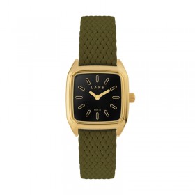 Montre PRIMA BOBBY NOIRE - cadran carré & bracelet tressé vert olive - Laps