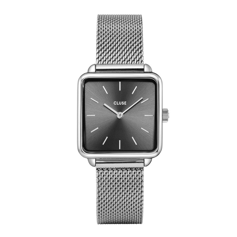 Montre Tétragone Mesh Dark Grey, couleur argent, cadran carré gris foncé - CLUSE Montre Tétragone Mesh Dark Grey, couleur argent, cadran carré gris foncé - CLUSE