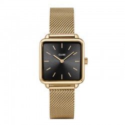 Montre Tetragone Mesh Black, couleur or, cadran carré noir - CLUSE