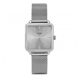 Montre Tétragone Mesh Full Silver, couleur argent, cadran carré gris clair - CLUSE