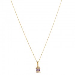 Collier mi-long PONDICHERRY Or - Pendentif Améthyste & Zircons