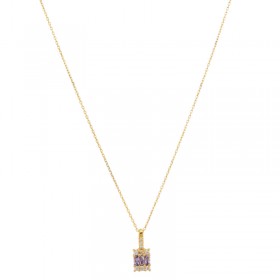 Collier mi-long PONDICHERRY Or - Pendentif Améthyste & Zircons