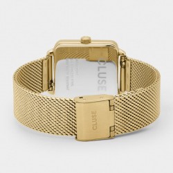 Montre Tetragone Mesh Black, couleur or, cadran carré noir