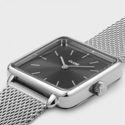 Montre Tétragone Mesh Dark Grey, couleur argent, cadran carré gris foncé