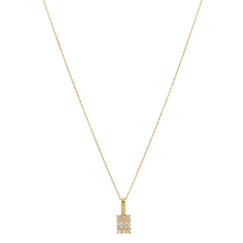 Collier court chaîne fine PONDICHERRY Or - Pendentif Zircons & Cristaux blancs Une à Une