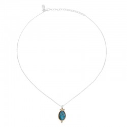Collier court LEONISSE Argent doré -  Pendentif Labradorite & Zircons blancs CANYON
