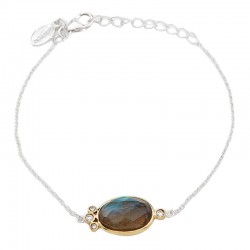 Bracelet fin Léonisse Argent doré - Labradorite & Zircons blancs - CANYON