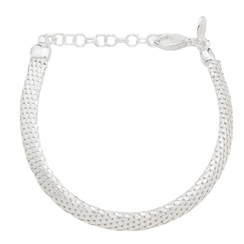 Bracelet gourmette ajustable ROBANNE métal - Chaîne tissée serpent - CANYON