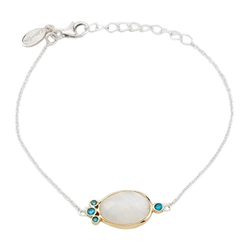 Bracelet fin Léonisse Argent doré - Pierre de Lune & Zircons turquoise CANYON Bracelet fin Léonisse Argent doré - Pierre de Lune & Zircons turquoise CANYON