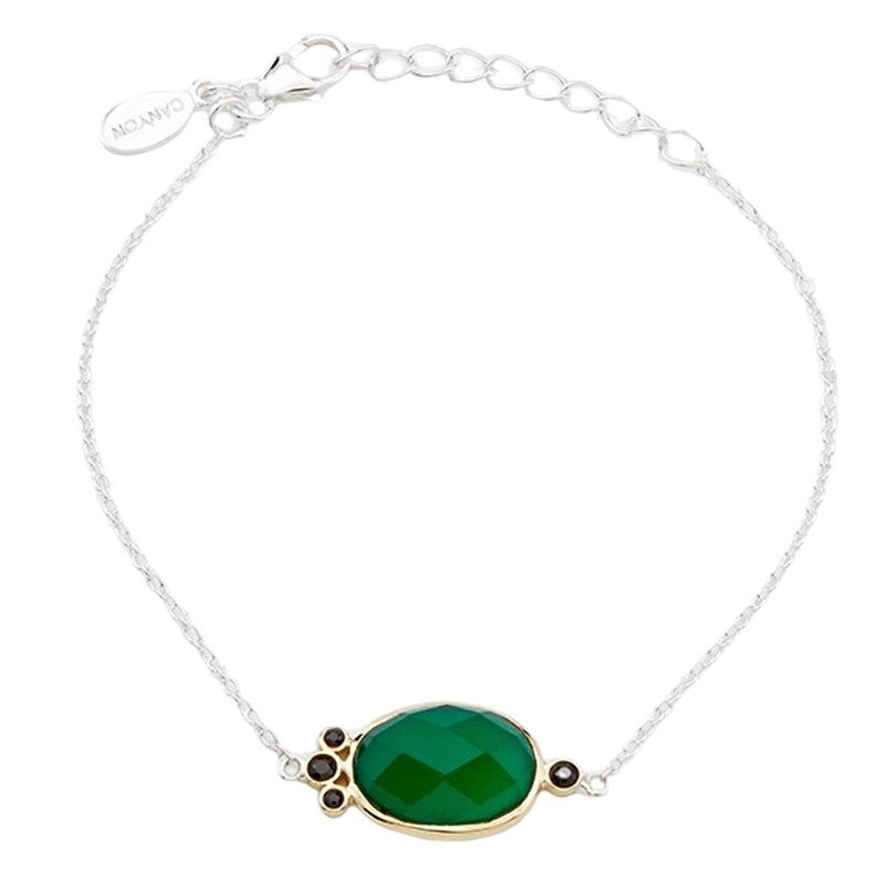 Bracelet fin Léonisse Argent doré - Onyx vert & Zircons noirs CANYON Bracelet fin Léonisse Argent doré - Onyx vert & Zircons noirs CANYON
