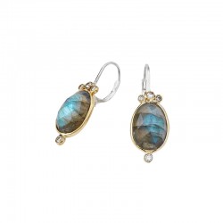 Boucles d'oreilles LEONISSE Argent - Dormeuses, Labradorite & Zircons - CANYON