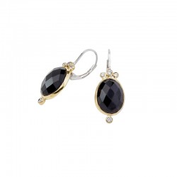 Boucles d'oreilles LEONISSE Argent doré - Onyx noir & Zircons blancs CANYON