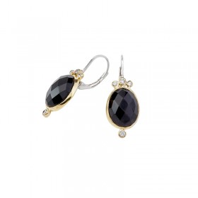 Boucles d'oreilles LEONISSE Argent doré - Onyx noir & Zircons blancs CANYON