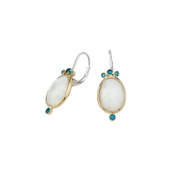 Boucles d'oreilles LEONISSE Argent doré - Pierre de lune & Zircons turquoise CANYON