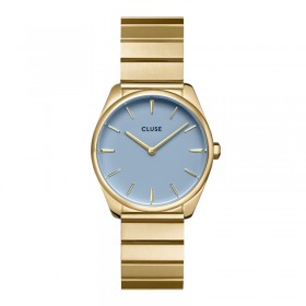 Montre Féroce Petite Steel Blue, couleur or, cadran rond bleu - CLUSE