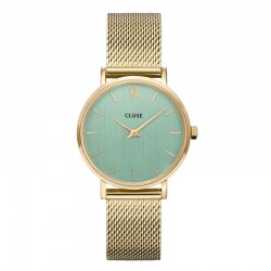 Montre Minuit Mesh Green, Gold, cadran rond vert & bracelet milanais  - CLUSE