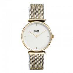Montre Triomphe Mesh Bicolour, cadran rond blanc & bracelet milanais - CLUSE