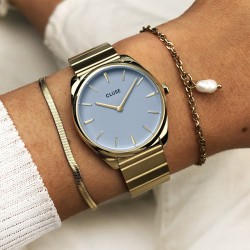 Montre Féroce Petite Steel Blue, couleur or, cadran rond bleu