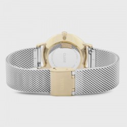 Montre Minuit Mesh Bicolour, cadran rond gris clair & bracelet milanais