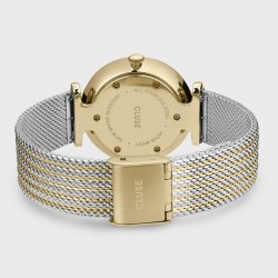 Montre Triomphe Mesh Bicolour, cadran rond blanc & bracelet milanais
