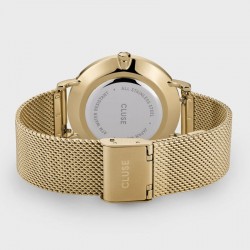 Montre Boho Chic Mesh, Gold, cadran rond blanc & bracelet milanais