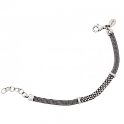 Bracelet gourmette MIX DE CHAINES en argent vieilli oxydé