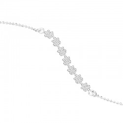 Bracelet fin ajustable FLEUR métal - Chaînes & Fleurs mini-boules