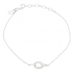 Bracelet fin ajustable OVAL métal - Chaînes & Ovale zircons blancs - CANYON