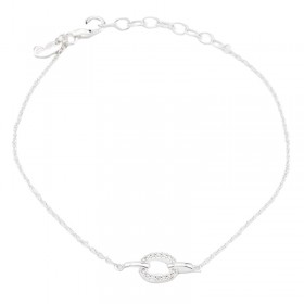 Bracelet fin ajustable OVAL métal - Chaînes & Ovale zircons blancs - CANYON