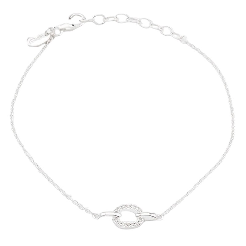 Bracelet fin ajustable OVAL métal - Chaînes & Ovale zircons blancs - CANYON