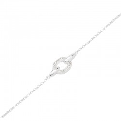 Bracelet fin ajustable OVAL métal - Chaînes & Ovale zircons blancs