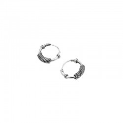Boucles d'oreilles Mini Créoles Argent vieilli & Anneaux striés