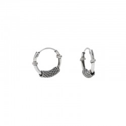 Boucles d'oreilles Mini Créoles Argent vieilli & Anneaux striés - 1,3 cm CANYON