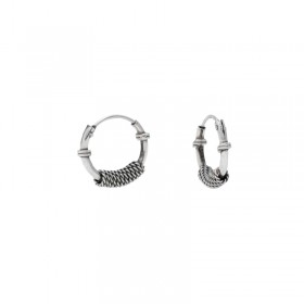 Boucles d'oreilles Mini Créoles Argent vieilli & Anneaux striés - 1,3 cm CANYON