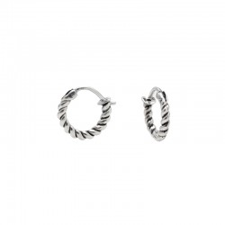 Boucles d'oreilles Mini Créoles Argent vieilli & Anneaux torsadés - 1,25 cm CANYON