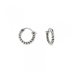 Boucles d'oreilles Mini Créoles Argent vieilli & Anneaux torsadés - 1,25 cm CANYON