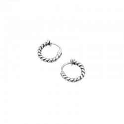 Boucles d'oreilles Mini Créoles Argent vieilli - Anneaux torsadés 1,2 cm