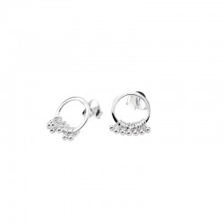 Boucles d'oreilles Puces en Argent - Anneau & Pampilles mini boules- 1,2 cm CANYON