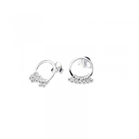 Boucles d'oreilles Puces en Argent - Anneau & Pampilles mini boules- 1,2 cm CANYON