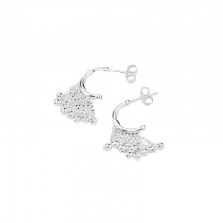 Boucles d'oreilles Puces en Argent - Anneau & Chaînettes mini boules - 3 cm CANYON