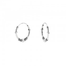 Boucles d'oreilles Créoles Argent vieilli - Décor petits anneaux CANYON