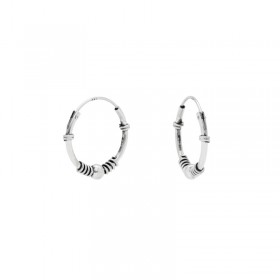 Boucles d'oreilles Créoles Argent vieilli - Décor petits anneaux CANYON