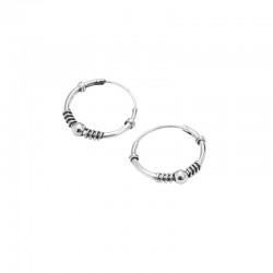 Boucles d'oreilles Créoles Argent vieilli - Décor petits anneaux 1,7 cm